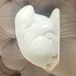 Ceramic Bunny Rabbit Kitchen Baking Mold 9x6.75" Made in Luxembourg Brown EUC